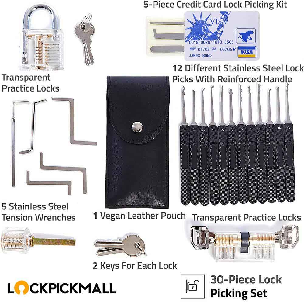 LOCK COWBOY 20-Piece Lockpicking Set Professional with Transparent